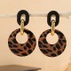 Maillard Vintage Leopard Print Hollow Geometric Hoop Earrings - Polymer Clay Earrings