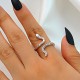 Metal Snake Ring with Diamond Inlay, Twisted Snake Finger Ring, Bold Animal Design Ring