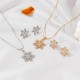 Minimalist Full Diamond Alloy Snowflake Necklace, Sparkling Snowflake Pendant Jewelry