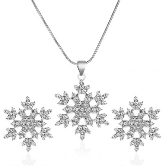 Minimalist Full Diamond Alloy Snowflake Necklace, Sparkling Snowflake Pendant Jewelry