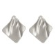 New Retro Polished Titanium Steel Stud Earrings - Irregular Wrinkled Geometric Hoop Earrings