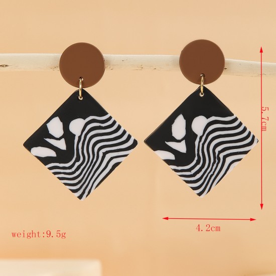 Polymer Clay Geometric Inlay Stud Earrings - Handmade Fashionable Dangle Earrings