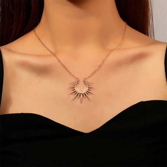 Sunflower Pendant Necklace – Vintage Metal Open Choker Chain