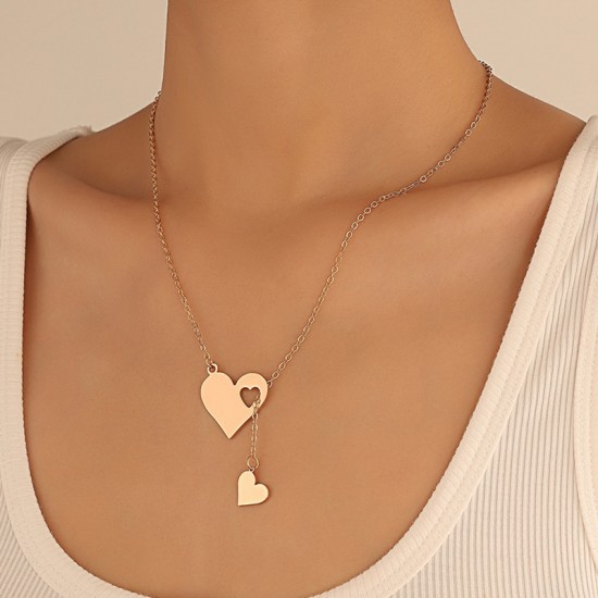 Simplistic Heart Pendant Necklace & Stylish Y-Shaped Choker