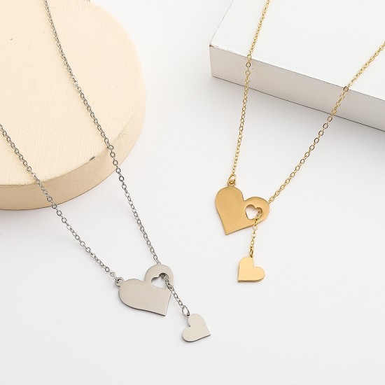 Simplistic Heart Pendant Necklace & Stylish Y-Shaped Choker