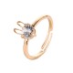 Rabbit Copper Ring with Zircon Stone Adjustable Open Design, Stylish and Versatile