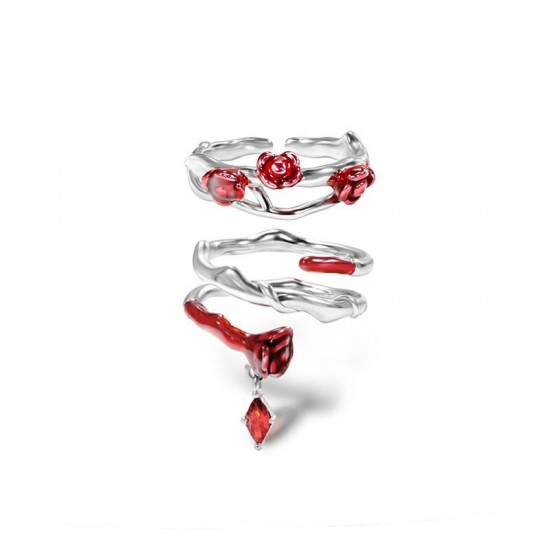 Romantic Red Rose Irregular Open Ring Stylish and Versatile Design