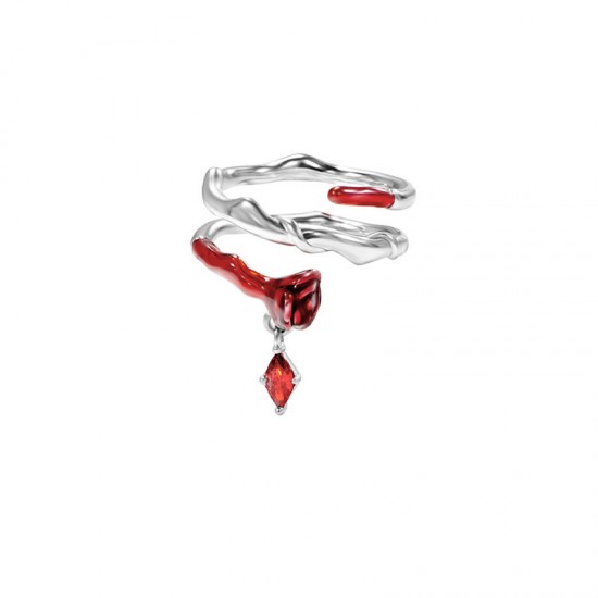 Romantic Red Rose Irregular Open Ring Stylish and Versatile Design