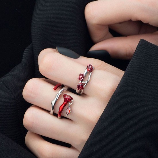 Romantic Red Rose Irregular Open Ring Stylish and Versatile Design