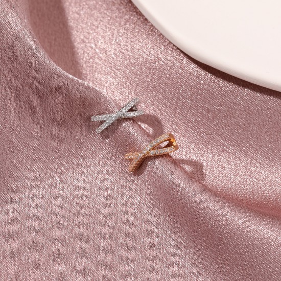 Simple Geometric Zirconia Cartilage Earrings, No Piercing Ear Cuff, Fashion Copper Ear Accessory