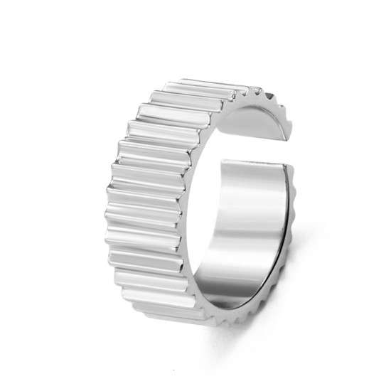 Simplified Wide and Narrow Gear Ring, Unique Geometric Open Finger Ring Design, Couple's Ring