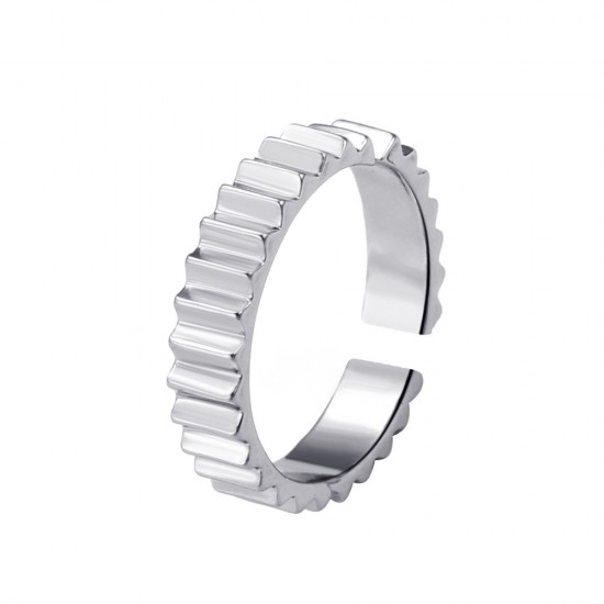 Simplified Wide and Narrow Gear Ring, Unique Geometric Open Finger Ring Design, Couple's Ring