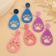 Sparkling Acrylic Drop Earrings - Cute Cat Paw Geometric Hollow Dangle Earrings