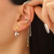 Starry Cat Ear Stud Tassel No Piercing Cartilage Cuff Earring Set