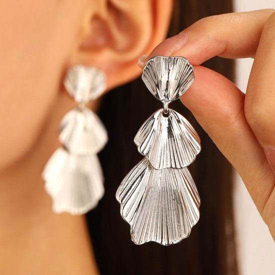 Statement Alloy Flower Petal Dangle Earrings Perfect for Parties and Nights Out Eye Catching