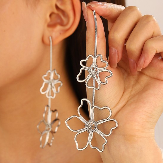 Statement Alloy Flower Petal Dangle Earrings Perfect for Parties and Nights Out Eye Catching