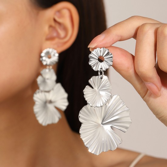 Statement Alloy Flower Petal Dangle Earrings Perfect for Parties and Nights Out Eye Catching