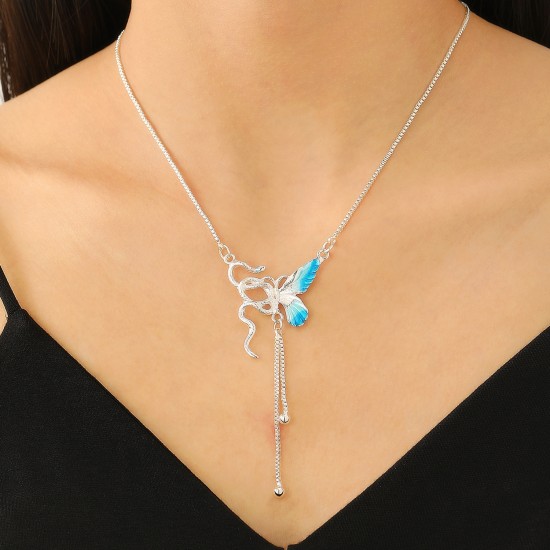 Sweet Cool Butterfly Necklace, Snake-Shaped Choker