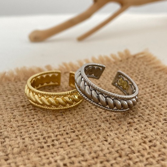 Twisted Twine Ring, Unisex Vintage Fashion Metal Geometric Open Index Finger Ring