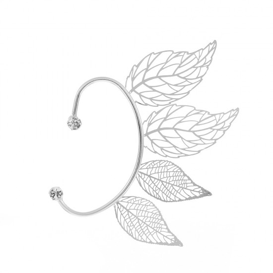 Vintage Hollow Leaf Ear Cuff with Wing Design - Stylish No-Piercing Elf Cartilage Earring