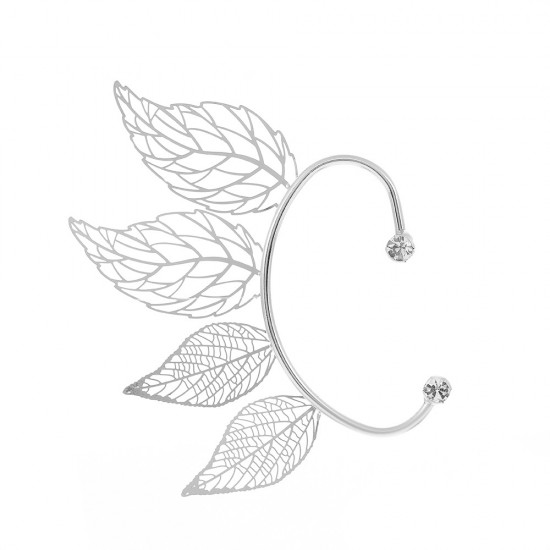 Vintage Hollow Leaf Ear Cuff with Wing Design - Stylish No-Piercing Elf Cartilage Earring