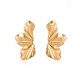 Vintage Matte Gold Floral Stud Earrings - Irregular Alloy Petal Design Earrings